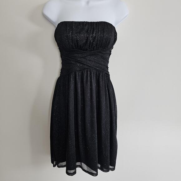 Vintage Y2K IN San Francisco Dress Womens Small Black Strapless Sparkle Whimsy - Picture 8 of 8